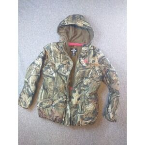 Mossy Oak Breakup Infinity Camo Hooded Jacket Womens XL Pink Trim Hunting Coat